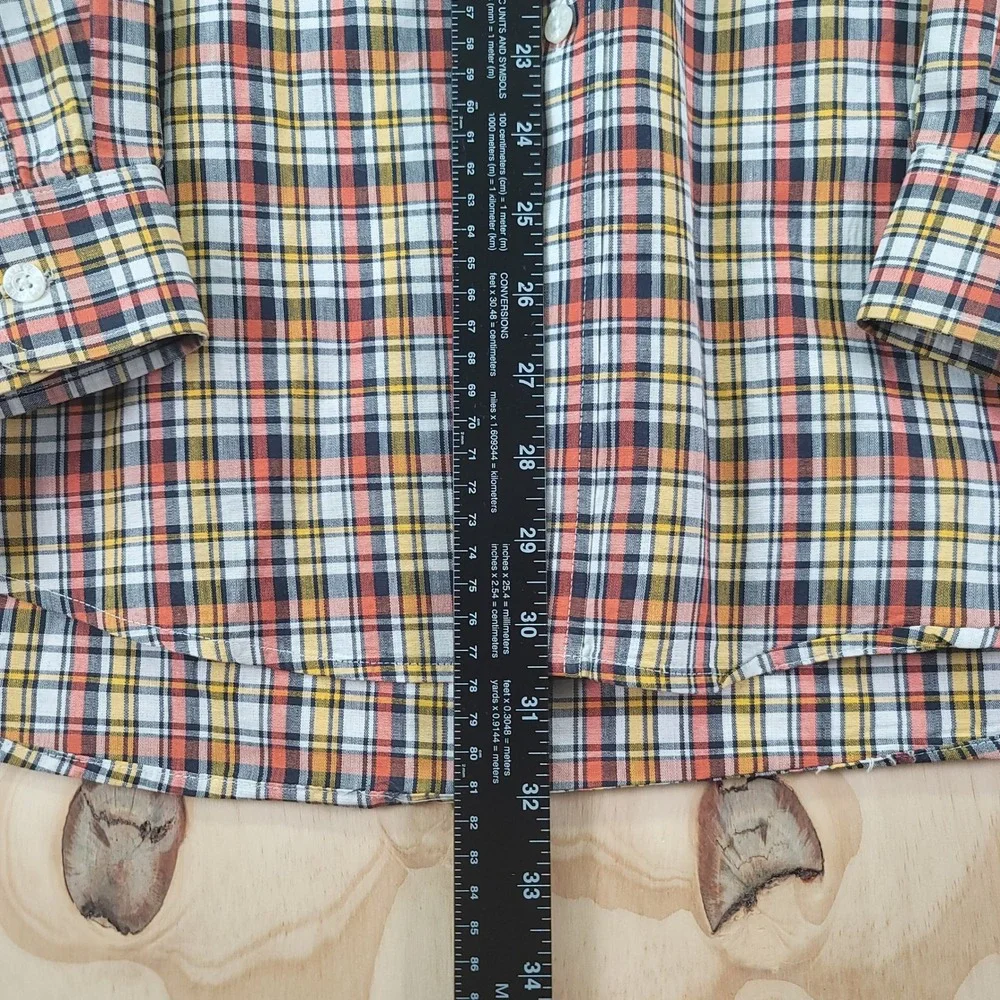 Cinch Western Shirt Mens XL Orange Yellow Plaid Long Sleeve Button Down Cotton - Picture 8 of 8